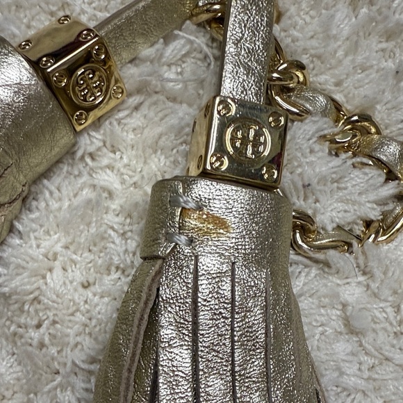 Tory Burch Metallic Gold Leather Thea Chain Crossbody - Picture 13 of 13